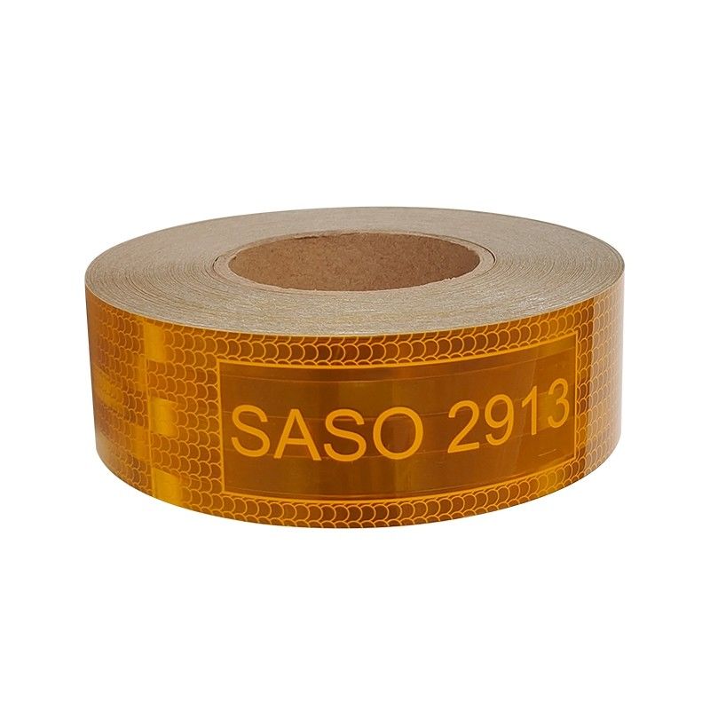 LU Saso 2913 粘着性反射性ステッカー 安全警告 透明性テープ 5cmx25m 7.5cm 10cm 黄色金属化反射性テープ トラック用安全警告テープ