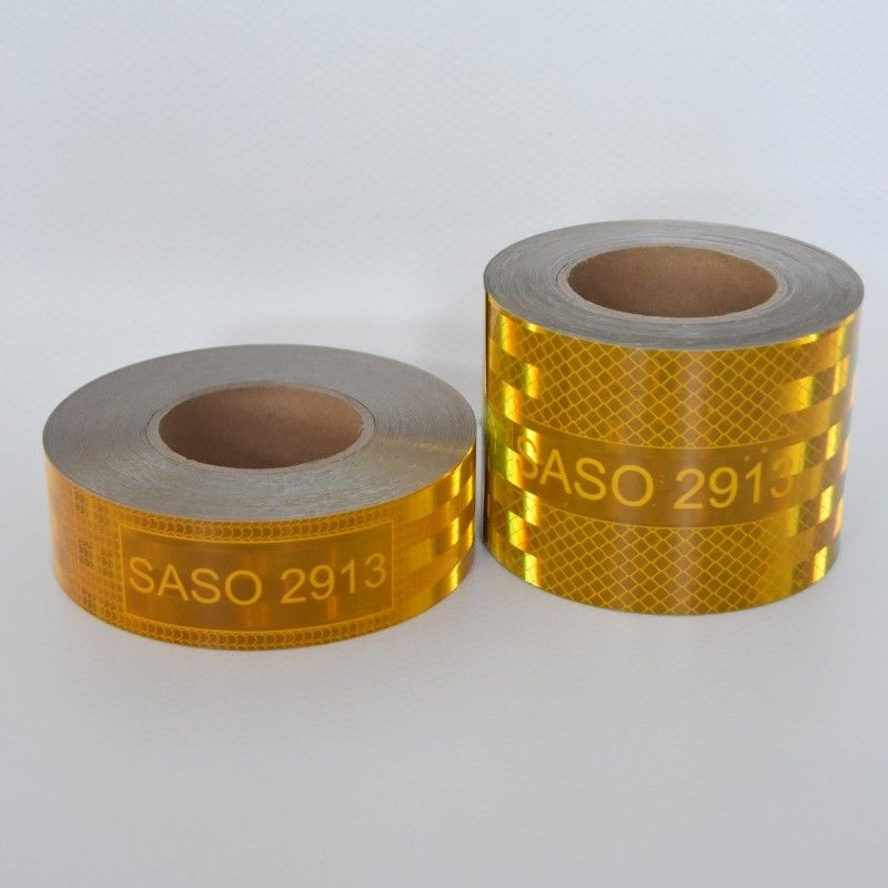 LU SASO 2913 サウジアラビア レトロリフレクティブステッカー 透明性テープ 5cm 7.5cm 10cm 道路安全のための黄色の金属化アクリル反射テープ