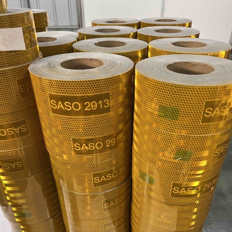 サウジアラビア向けSASO 2913準拠金属化イエロー反射テープ（アルミニウムコーティング）